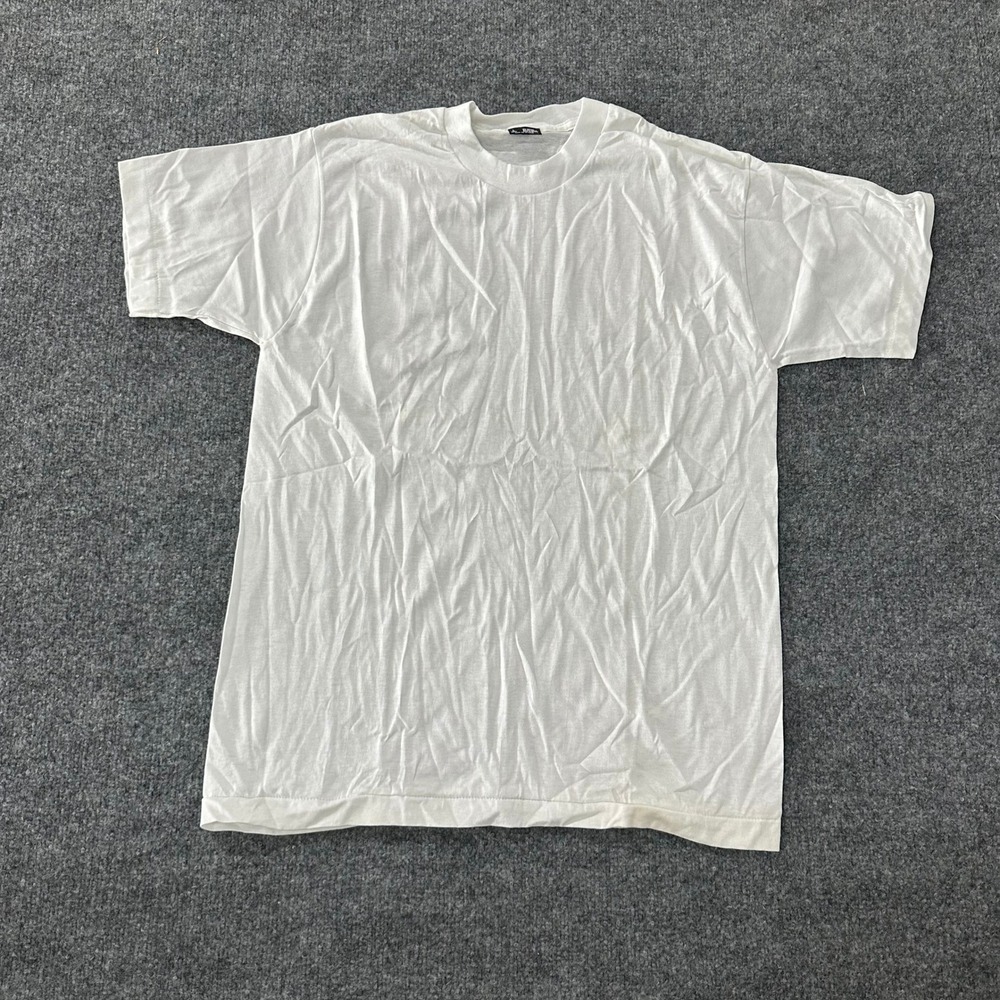 Unbranded T-Shirt Mens Size L White Solid Short Sleeve Crew Neck Basic Tee